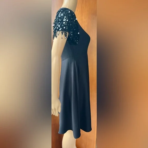KATE SPADE NWOT Sequin Fringe Black Swing Dress Size 0 - Picture 10 of 15